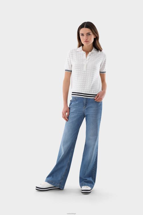 vrouwen Van Laack gebreide polo met pointellepatroon kleding XLN6N189