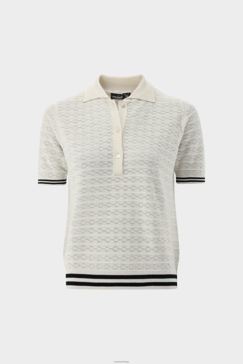 vrouwen Van Laack gebreide polo met pointellepatroon kleding XLN6N189