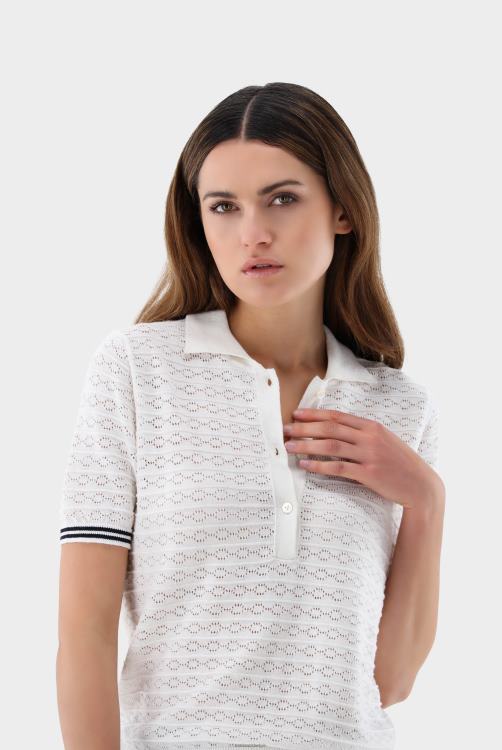 vrouwen Van Laack gebreide polo met pointellepatroon kleding XLN6N189