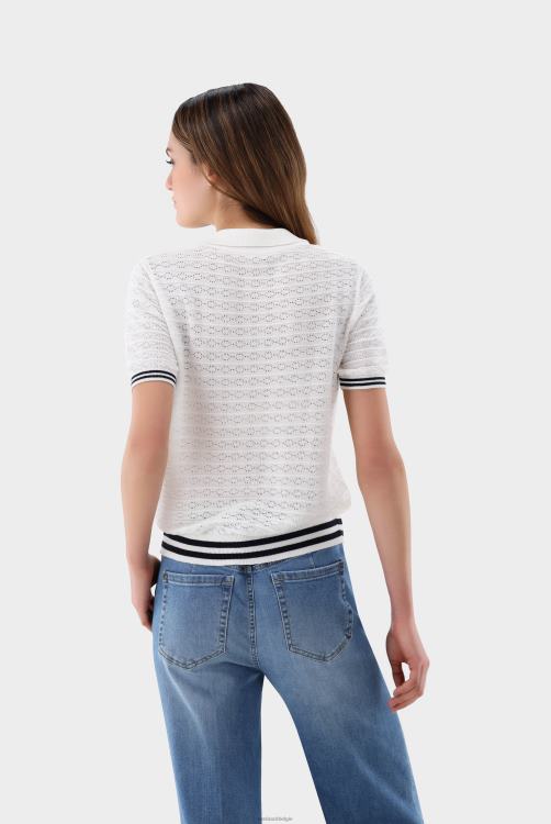 vrouwen Van Laack gebreide polo met pointellepatroon kleding XLN6N189