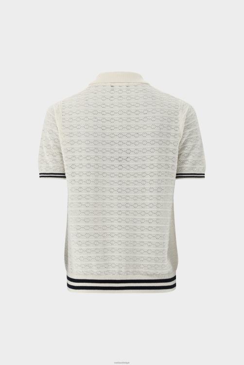 vrouwen Van Laack gebreide polo met pointellepatroon kleding XLN6N189