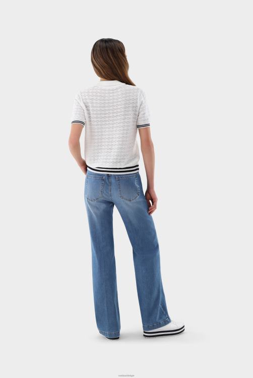 vrouwen Van Laack gebreide polo met pointellepatroon kleding XLN6N189