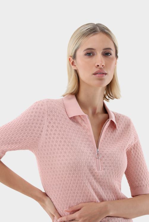 vrouwen Van Laack getailleerde polo met ritssluiting en gemaakt van luchtkatoen kleding XLN6N174